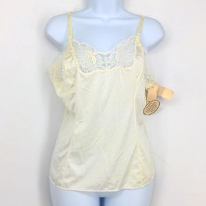 VTG Wondermaid White Cami Tank Top Slip Silky Nylon Lace Trim 38 New With Tags